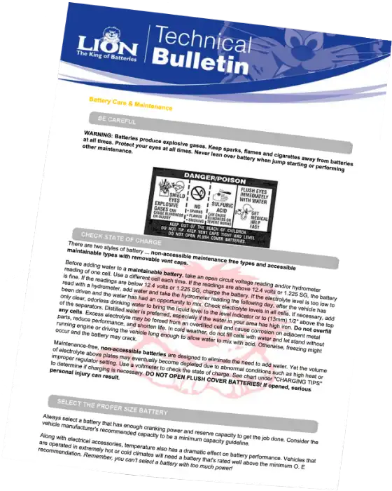 Lion batteries technical bulletin